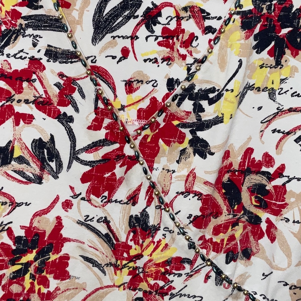 Ruby Rd. Red and Yellow Floral Blouse - Picture 3 of 4